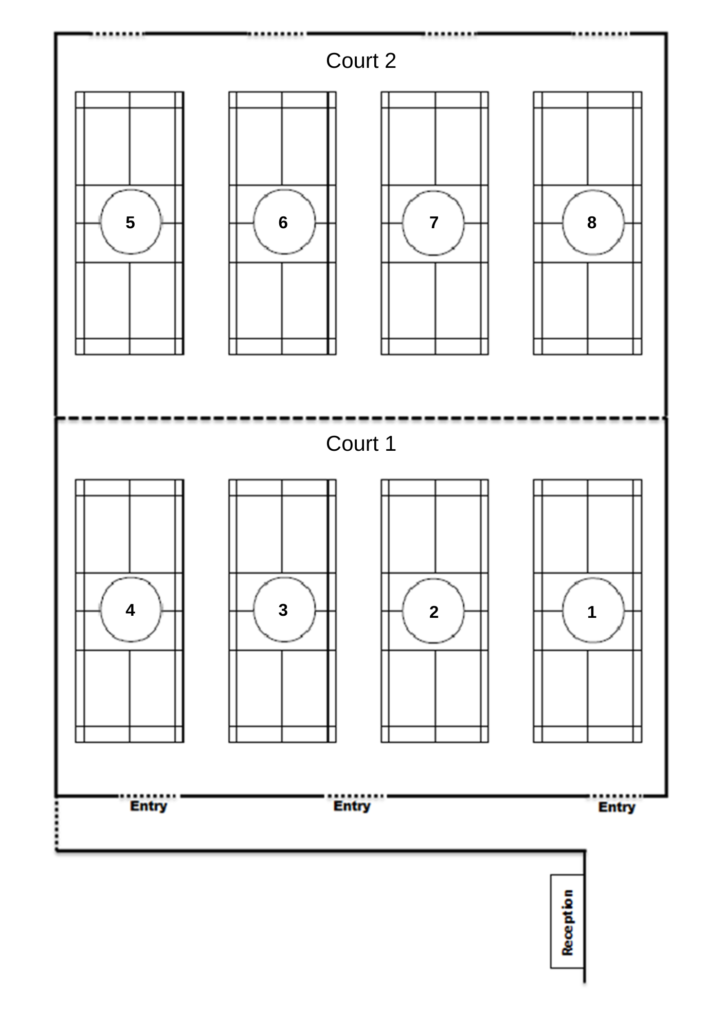 Map of Five Dock Leisure Centre badminton courts