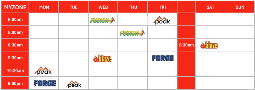 MyZone timetable