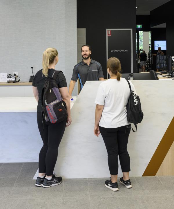 front desk with members