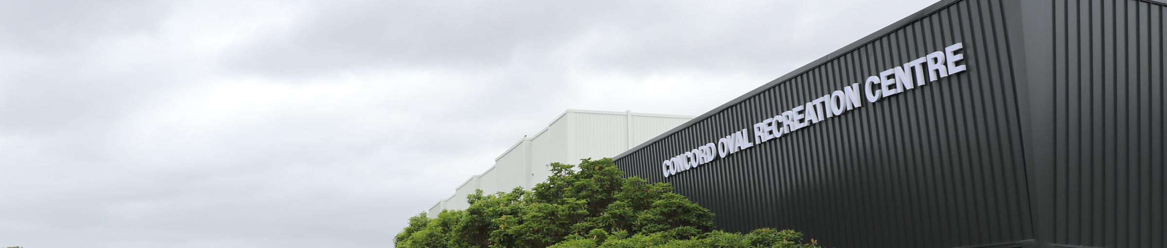 Image of building that says Concord Oval Recreation Centre