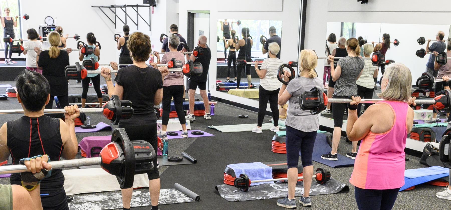 group fitness class shot