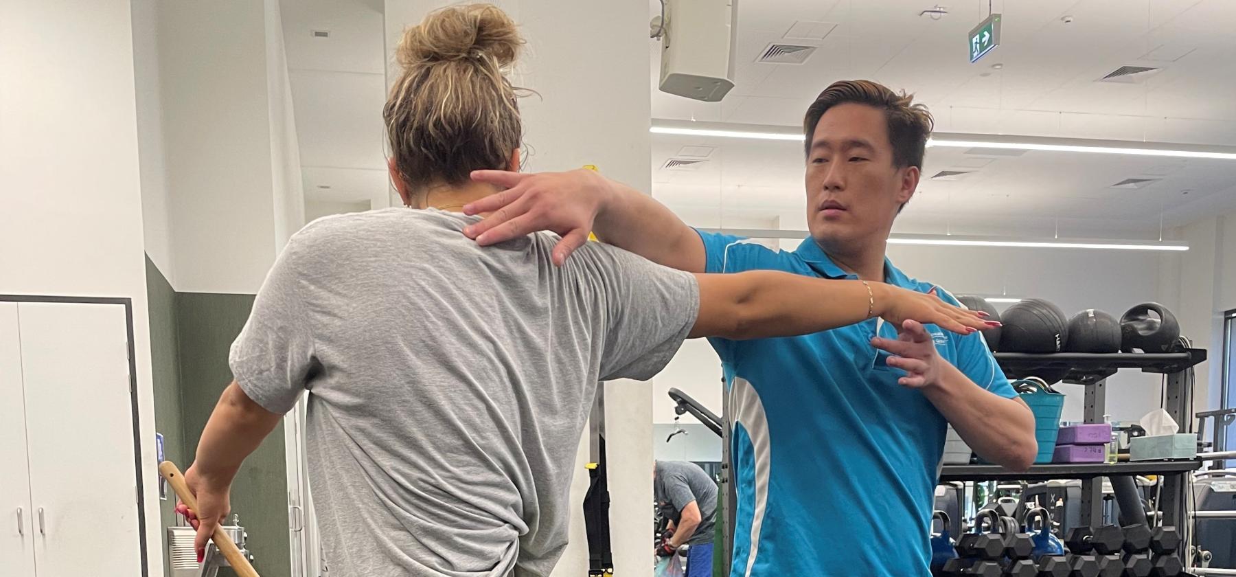 personal trainer and client