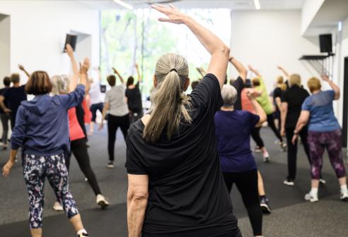 group fitness class shot