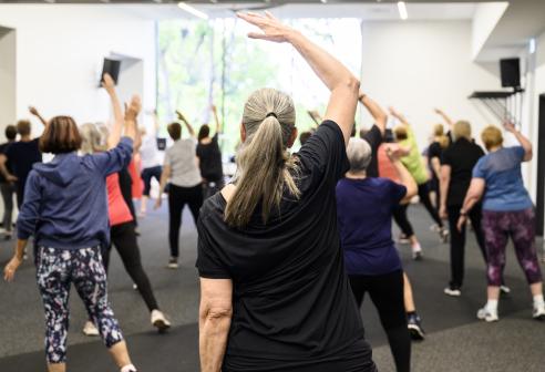 Elderly group fitness workout